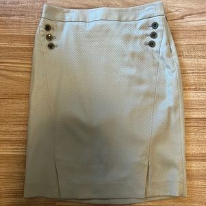 The Limited Cream Pencil Skirt with bottom decor on the front